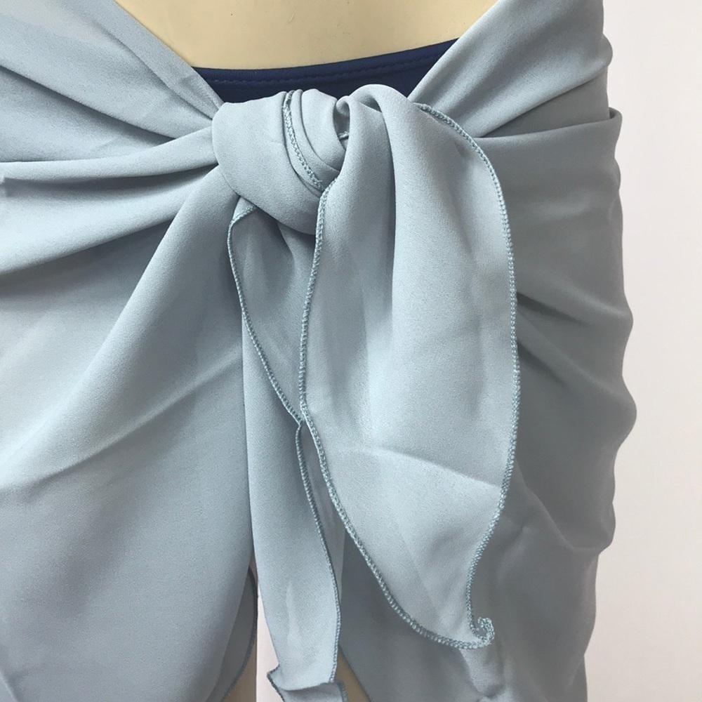 Zuliana Grey Solid Color Tie Sarong. Made In USA. New With Tags - Picture 2 of 3